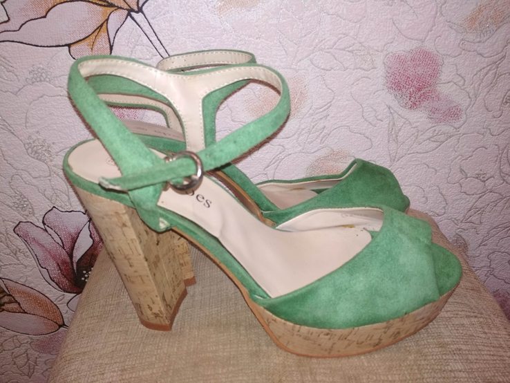 №35 замшеві зелені босоножки epe-shoes р.38, фото №9
