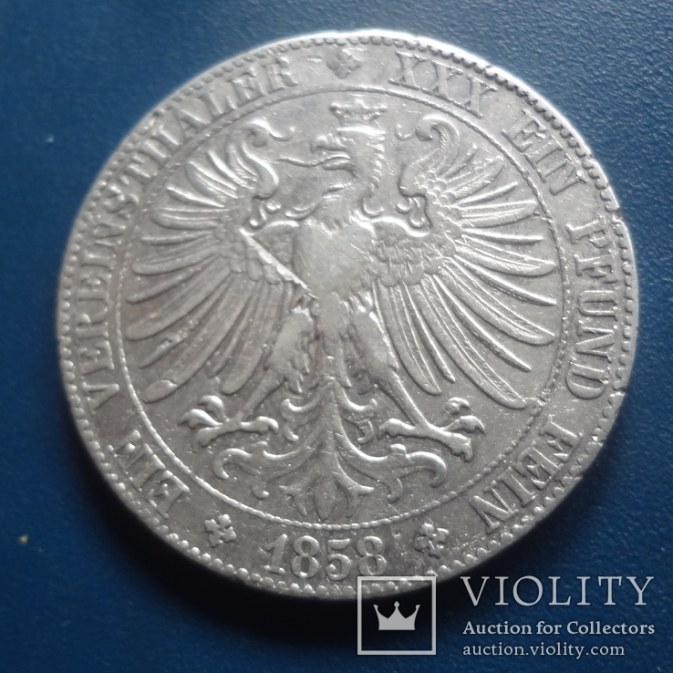 Талер 1858  Франкфурт  серебро      (С.6.6)~, фото №5