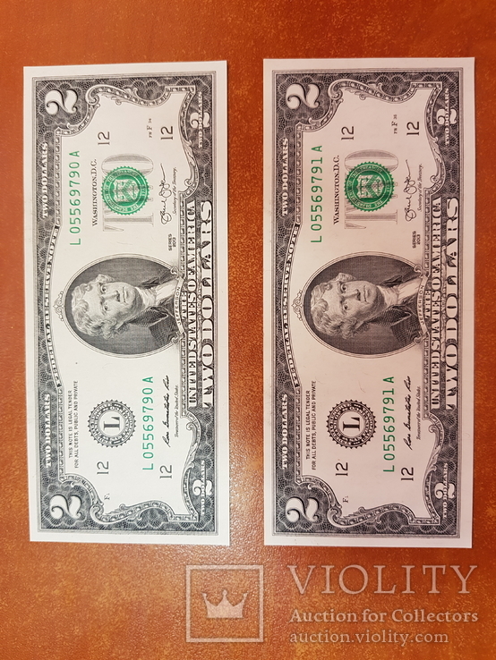 2 доллара США банкноты 2013 сразу две в лоте, фото №2