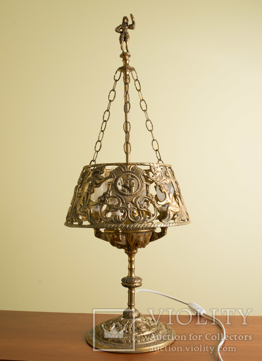 Лампа настольная старинная бронзовая Испания, фото №2
