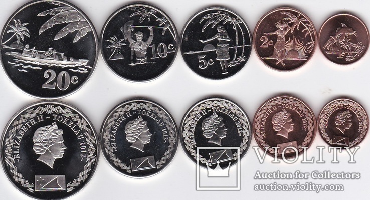 Tokelau Токелау - набор 5 монет 1 2 5 10 20 Cents 2012