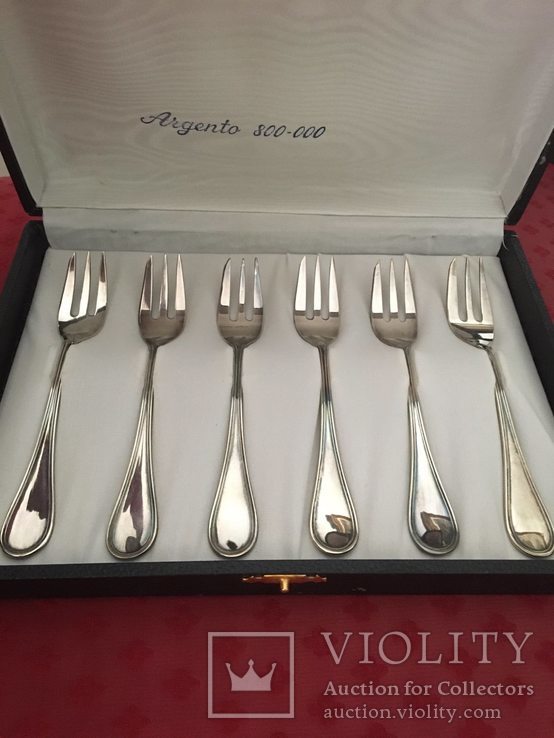 Серебряные вилки набор 6 штук. серебро 800 Италия. вес-96 гр. коробка, фото №4