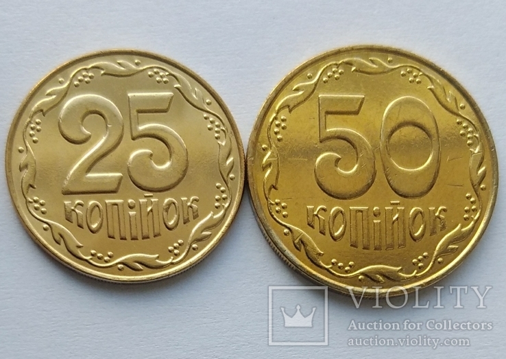 25 і 50 копійок 2004 р. з набору ролів НБУ 2019 р. (тираж 5 тис. штук), фото №2