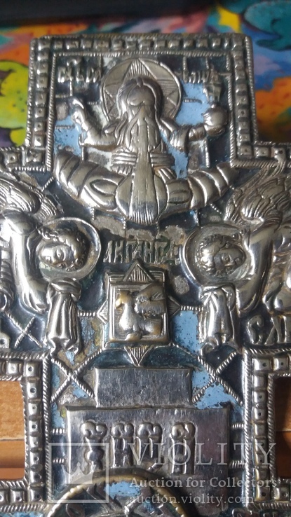 Крест 33 см в серебрении ,эмали, фото №4