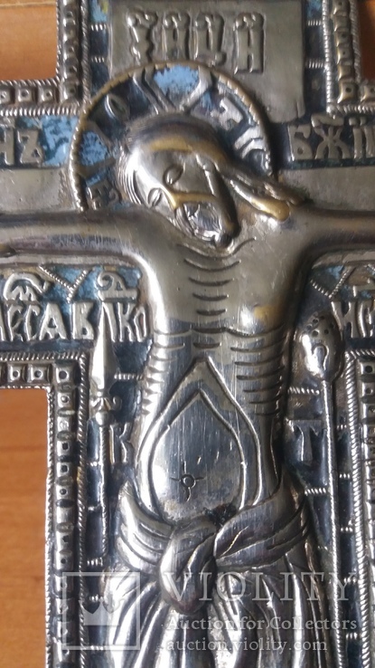 Крест 33 см в серебрении ,эмали, фото №5