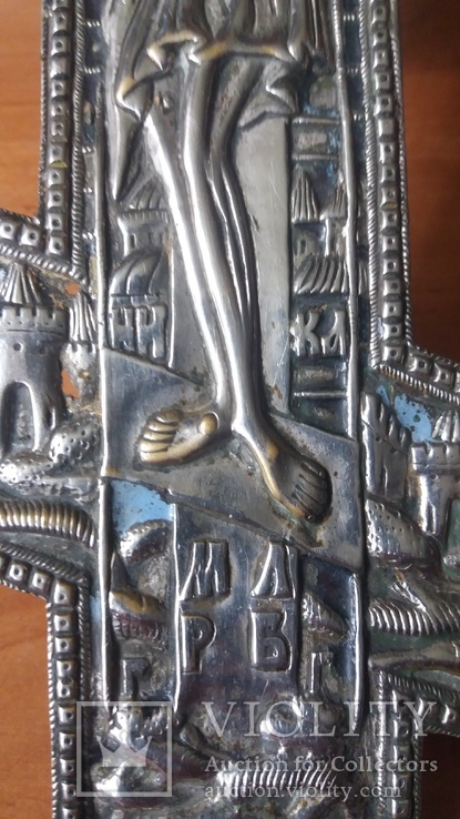 Крест 33 см в серебрении ,эмали, фото №6