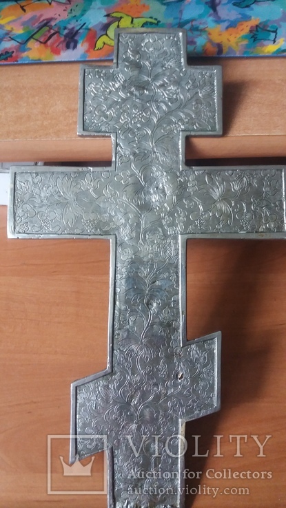 Крест 33 см в серебрении ,эмали, фото №7
