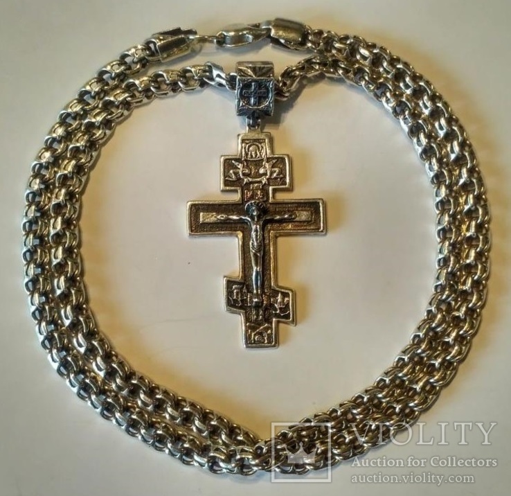 Цепочка с крестом серебро ( 49,6 гр.), фото №2