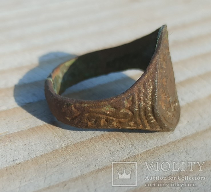 Старинный Перстень-Печать с Узорами, Короной., фото №7