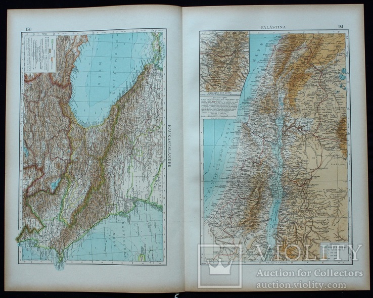 3 карты. Кавказ, Палестина, Азия. Andrees HandAtlas. 1921 год. 56 на 44 см., фото №6