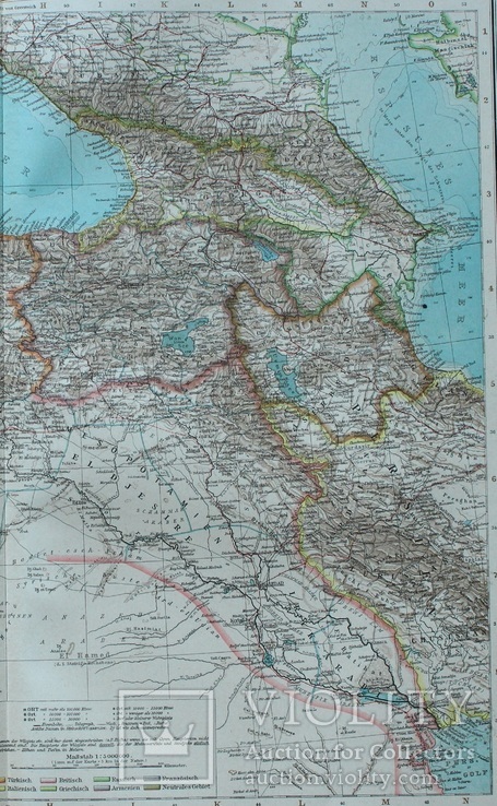 3 карты. Кавказ, Палестина, Азия. Andrees HandAtlas. 1921 год. 56 на 44 см., фото №9