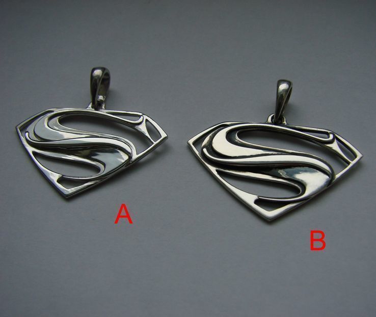 (А) Амулет (подвеска, кулон) Супермена серебро 925 (Родиевое покрытие), фото №3