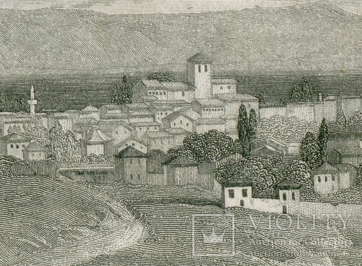 Старинная гравюра. 1836. Греция, остров Лесбос, Митилины. 27х19см, фото №7