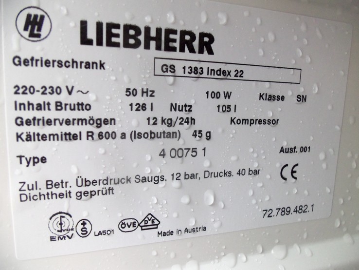 Морозильна камера LIEBHERR Comfort 126 Л. розміри 85*55 з   Німеччини, фото №12