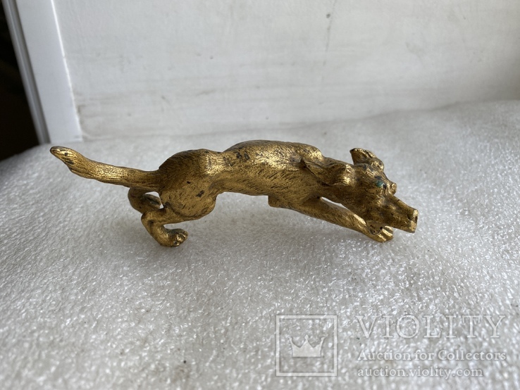 Скульптура Собака Венская бронза в позолоте, фото №2