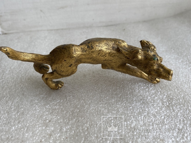 Скульптура Собака Венская бронза в позолоте, фото №3