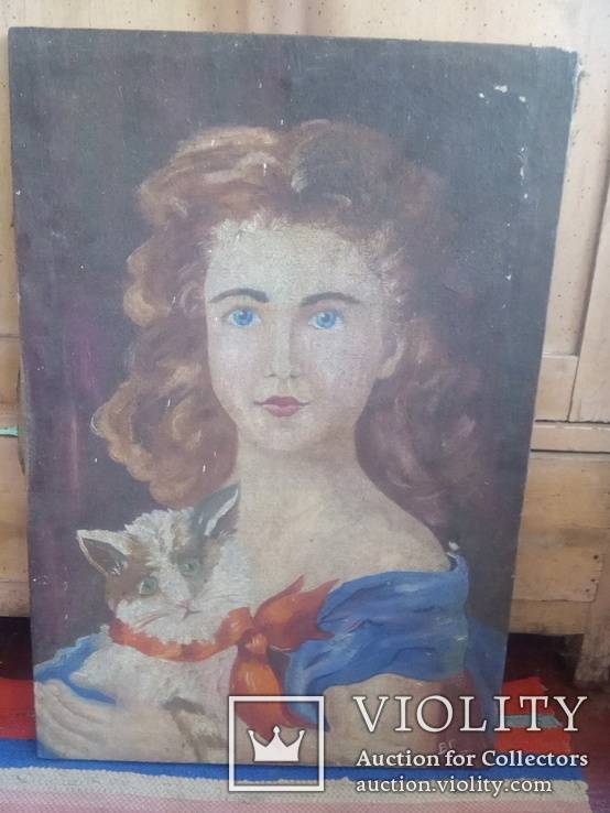 Картина женшна с котом, фото №2