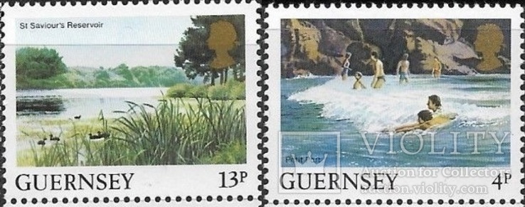 914 - Guernsey Guernsey - 1984 natura St. Saviours Zbiornik and Petit Port-2 marki - MNH