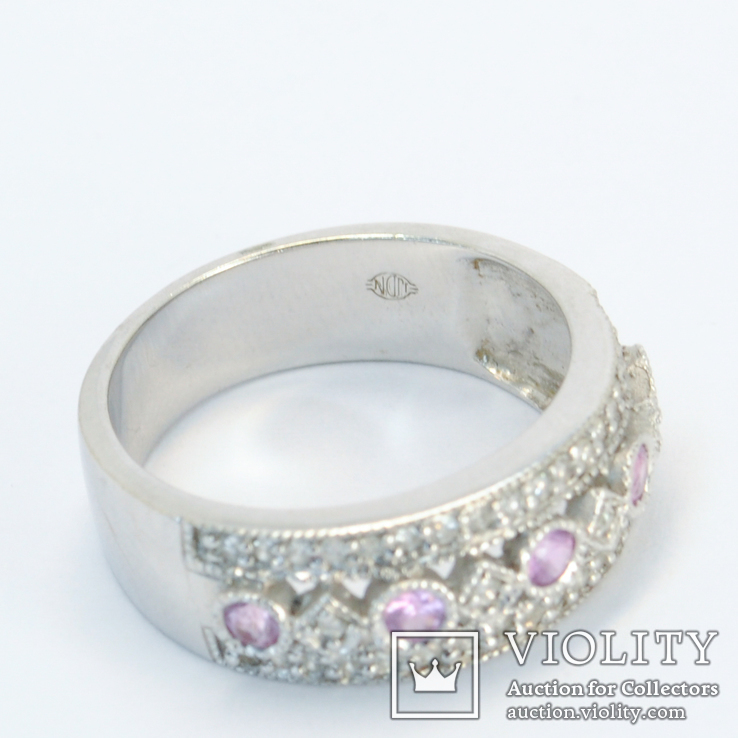 Золотое кольцо с розовыми топазами и бриллиантами, фото №8