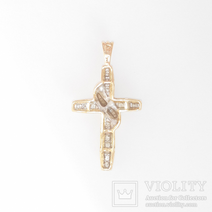 Винтажный золотой крестик с бриллиантами, фото №3