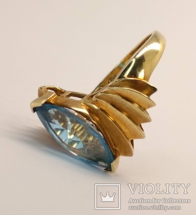 Винтажное золотое кольцо с натуральным топазом, фото №6