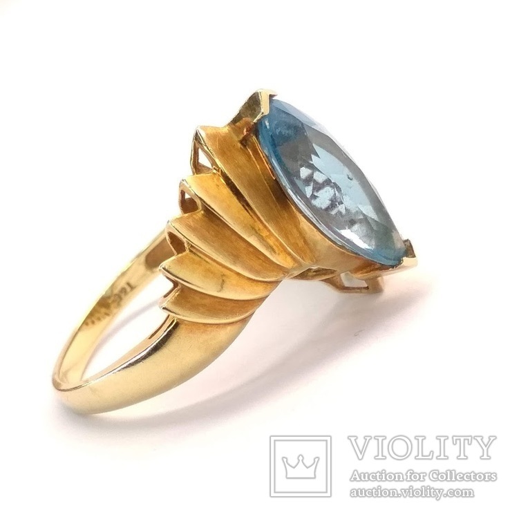 Винтажное золотое кольцо с натуральным топазом, фото №7