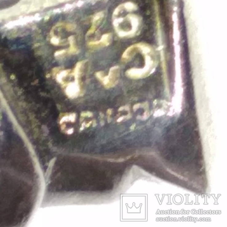Винтажный фактурный жесткий серебряный браслет, Канада, фото №6