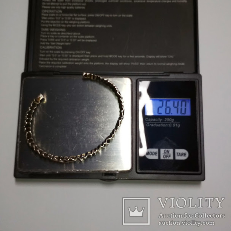 Винтажный фактурный жесткий серебряный браслет, Канада, фото №7