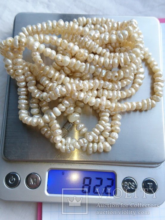 Бусы ,ожерелье речной  жемчуг.4 нити.82,2 грамма,46 см., фото №3