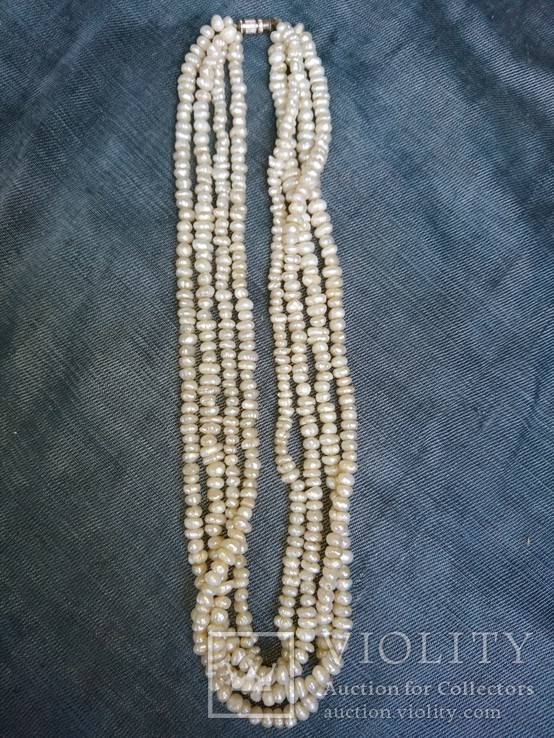 Бусы ,ожерелье речной  жемчуг.4 нити.82,2 грамма,46 см., фото №2
