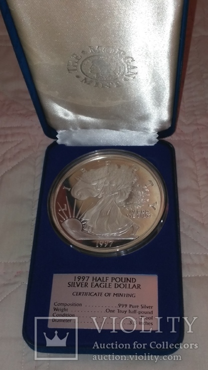 Монета 1997 Half Pound silver eagle dollar, фото №4