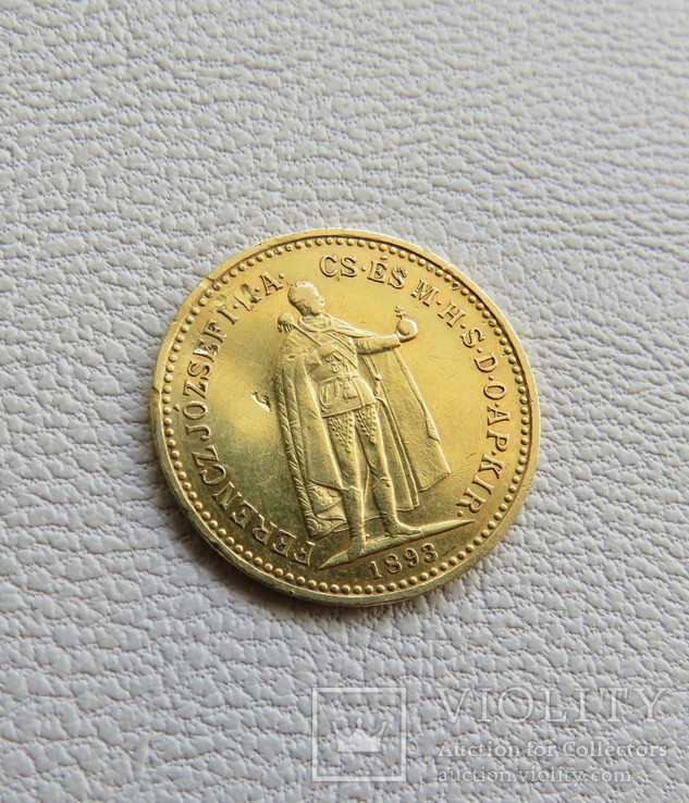 Венгрия 10 корон 1893 год золото 900` 3,37 грамма