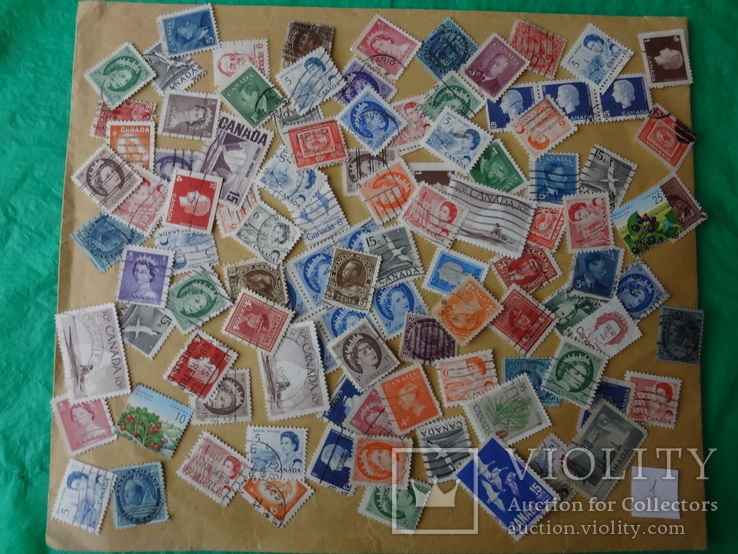 Гора марок 100 шт почтовых марок Канада 1