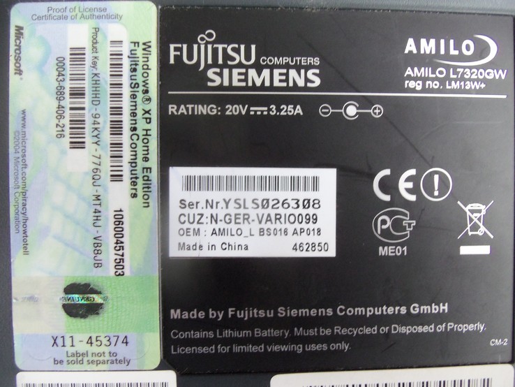 Ноутбук FUGITSU SIEMENS AMILO L7320GTW з Німеччини, numer zdjęcia 13