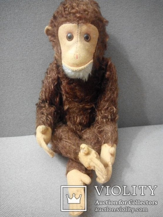  Старинная обезьяна Джоко Jocko Hermann 43см пищик Германия, фото №3