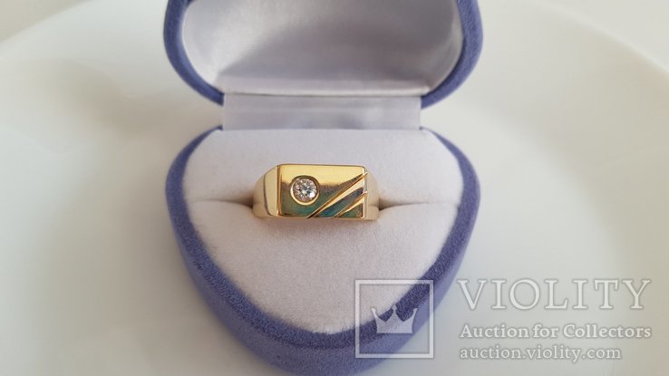 Мужское золотое кольцо с бриллиантами, фото №2