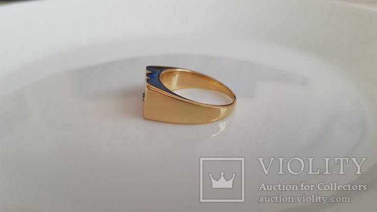 Мужское золотое кольцо с бриллиантами, фото №5