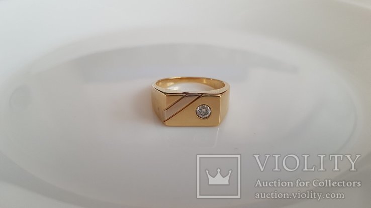 Мужское золотое кольцо с бриллиантами, фото №6