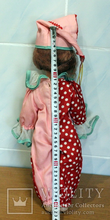 Кукла "Клоун" ("Арлекин") "Петрушка" -"Скоморох"- паричковая. Времена СССР, фото №3