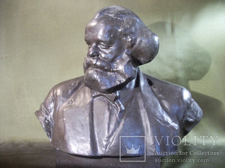 Скульптура, бюст Карл Маркс, Капитал, автор Кербель 1961 год. Высота 25 см, фото №3