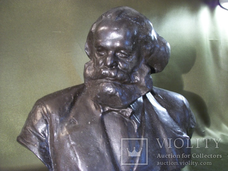 Скульптура, бюст Карл Маркс, Капитал, автор Кербель 1961 год. Высота 25 см, фото №5