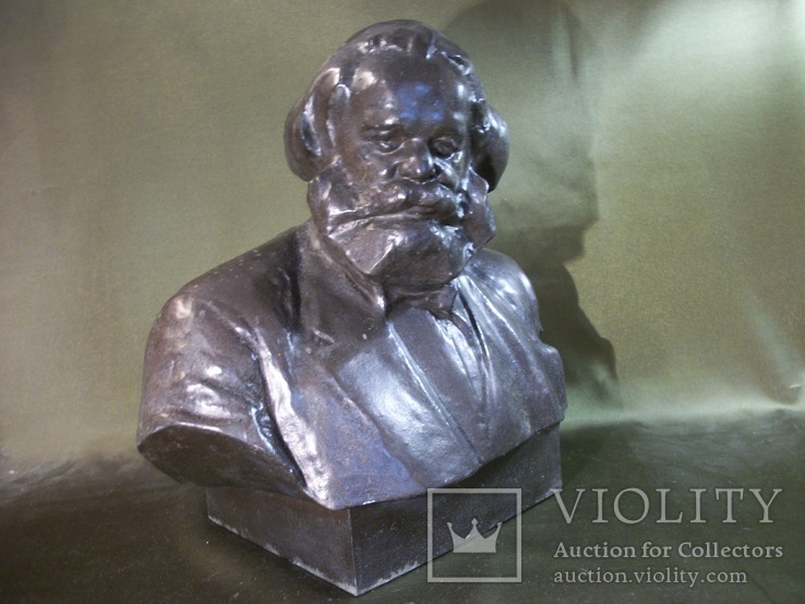 Скульптура, бюст Карл Маркс, Капитал, автор Кербель 1961 год. Высота 25 см, фото №7