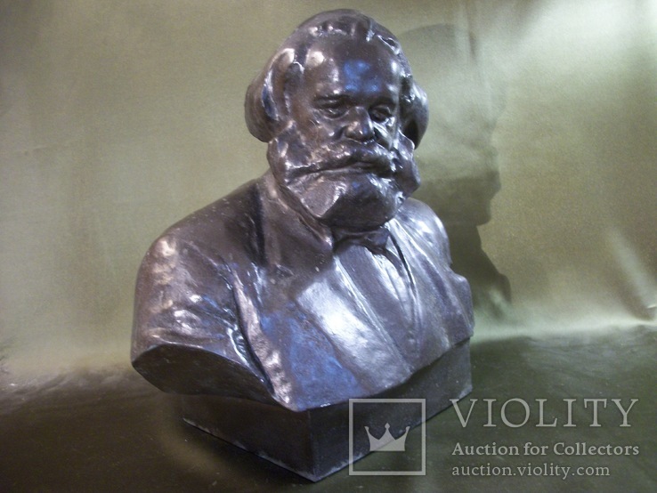 Скульптура, бюст Карл Маркс, Капитал, автор Кербель 1961 год. Высота 25 см, фото №8