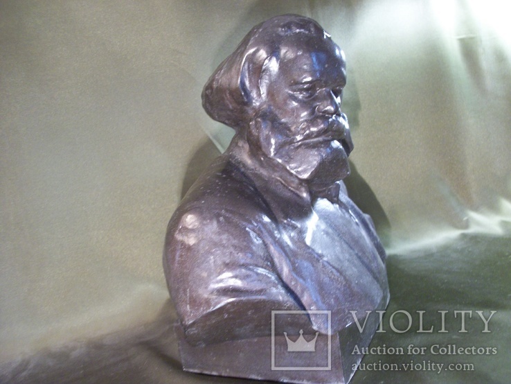 Скульптура, бюст Карл Маркс, Капитал, автор Кербель 1961 год. Высота 25 см, фото №9