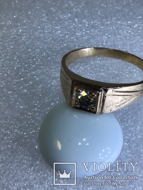 Мужской золотой перстень с бриллиантом 0.34ct, photo number 2