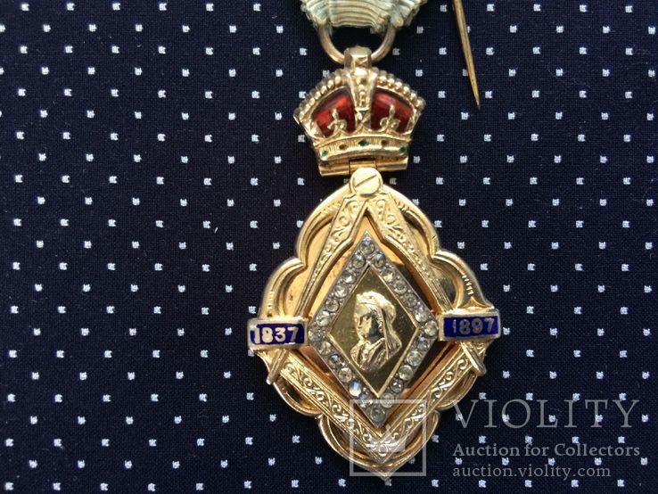 Масонская награда Бриллиантовый юбилей Королевы Виктории Англия 1897 год в родном футляре, фото №6