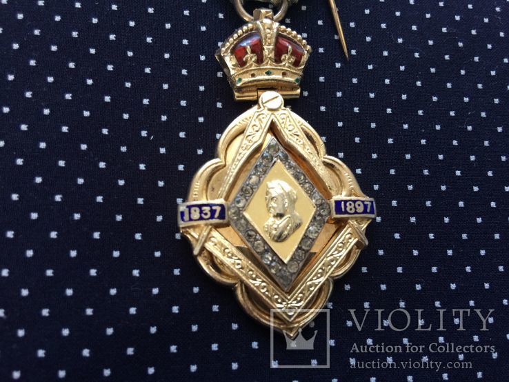 Масонская награда Бриллиантовый юбилей Королевы Виктории Англия 1897 год в родном футляре, фото №7