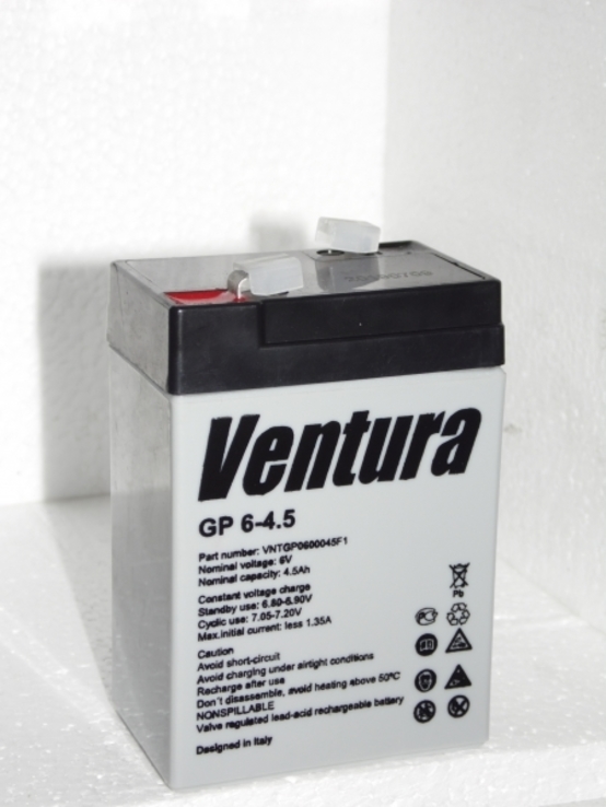 Аккумулятор 6V 4.5Ah Ventura GP 6-4,5, фото №3