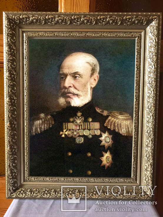Метлин Николай Фёдорович, адмирал, командующий Черноморским флотом. Репродукция.