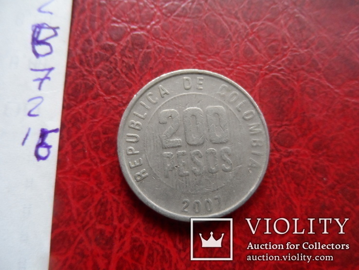 200 песос  2007  Колумбия   ($7.2.16)~, фото №4